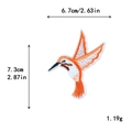 Oranger und weißer Kolibri-Stickaufnäher, 6,7x7,3 cm, für DIY-Kleidungsdekoration - Hellorangefarbener Kolibri Stil (10525)