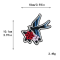 Mehrfarbiger bestickter Schwalben- und Blumen-Aufnäher für DIY-Kleidung, 10cm Maß - Schwalbe mit Blume Stil (10543)