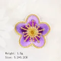 Purple embroidered flower patch with gold gold metallic thread for DIY clothing decor - Flower Shape Style (GZ-5536) / Purple