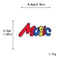 Écusson brodé Musique coloré pour décoration de vêtements DIY, variante 8,8 cm - Motif de Lettre Music (GZ-0289)