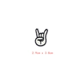 Rock hand sign embroidered patch in black and white finish, size 2.9cm x 3.8cm - Rock Gesture Style (GZ-0483)