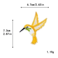 Gelb-weißer Kolibri-Stickaufnäher, Maße 6,7 x 7,3 cm für Kleidung - Gelb-weißer Kolibri (10528)