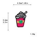 Bestickter rosa Milchshake-Cup-Aufnäher mit grüner Blume für DIY-Kleidungsdekoration - Rosaroter Einmachglas-Kaltgetränk-Stil (11622)