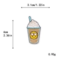 Bestickter Milchshake-Aufnäher mit gelbem Smiley und blauem Strohhalm DIY-Dekoration - Smiley-Gesicht Dekorativer Kaffee-Milchshake (11628)