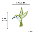 Farbenfroher Kolibri-Stickerei-Aufnäher für DIY-Kleidung mit genauen Größenangaben - Hellgrüner Kolibri Stil (10527)