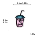 Bestickter Milchshake-Aufnäher mit Take Me Away Text, Größe 3,4cm x 5,6cm - TAKE ME AWAY Milchteetasse Stil (11615)