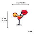 Cocktailglas Stickerei Aufnäher mit Zitrone und Lippen-Strohhalm für DIY-Kleidung - Rote Lippen Strohhalm Cocktail Stil (11620)
