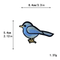 Blaue Vogel Stickerei Aufnäher 8,4x5,4cm für DIY Kleidung Dekoration - Blauton Vogel Stil (10545-B)