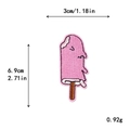 Rosa Eis-Stickaufnäher zum Aufbügeln für DIY-Kleidung Deko 3x6,9cm Größe - Rosa Fließendes Herz Dekoratives Eis Am Stiel (11636)
