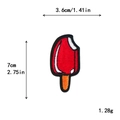 Rote Eis-am-Stiel Stickerei Aufnäher für DIY Kleidung, Größe 3,6x7cm mit feiner Stickerei - Großes Rotes Eis Am Stiel Mit Weißen Glanzstreifen (11633)