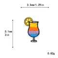 Bestickter Cocktailglas-Aufnäher mit bunten Streifen und Maßen 3,3 x 5,1 cm - Gelb Orange Lila Blau Gestreifter Cocktail (11630)