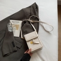 Chic cream white PU leather square crossbody phone bag with gold pendant and fashion text - No Pendant / White