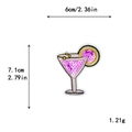 Parche bordado de lentejuelas de copa de cóctel para decoración DIY 6x7,1cm - Estilo de Vaso de Cóctel Rosa (10326 Con Adhesivo)