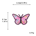 Écusson papillon brodé rose avec rayures multicolores et bordure noire brodée - Broderie Papillon à Rayures Roses (11275)