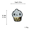 Parche bordado de cupcake con lentejuelas para ropa DIY, medida 8.4cm x 7cm blanco y dorado - Estilo de Cupcake Blanco y Dorado (10321 Con Adhesivo)