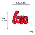Red 'love' embroidered letter patch for clothing and bags DIY, size 8.2cm by 7cm - love Red Large Style (10721)