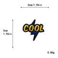 Embroidered iron-on patch with yellow COOL letter and blue lightning bolt design - COOL Yellow Blue Lightning Style (10744)