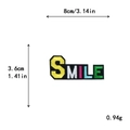 Colorful SMILE letter embroidery patch with size measurements in 8cm by 3.6cm - SMILE Colorful Style (10729)
