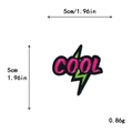 Pink COOL letter embroidery patch with green lightning design for DIY clothes, 5cm size - COOL Green Lightning Style (10745)