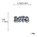 Embroidered black and white LOVE letter patch for clothing with size dimensions - LOVE B/W Style (10739)