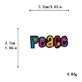 Colorful Peace letter embroidery patch with floral design measuring 7.7x2.7cm - Peace Rainbow Style (10738)
