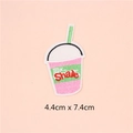 Parche bordado de batido rosa y verde para decoración DIY de ropa de 4,4x7,4cm - Estilo Copa de Bebida SHAKE (GZ-722)