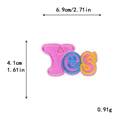 Écusson brodé lettre Yes rose avec bordure bleue et jaune pour décoration de vêtements - Style Lettres Yes (11076)