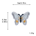 Patch brodé papillon bleu et orange pour décoration DIY de vêtements, 7x5,2 cm - Broderie Papillon Gris Bleu Orange (11288-A)
