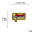 Écusson brodé bulle jaune avec texte Becool et Beyourseif mesurant 6,2 cm - Style Boîte à Bulles (11078-E)