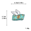 Écusson brodé de billet de banque volant avec ailes blanches et symbole du dollar - Style Sac d'Argent Ailé (11078-B)