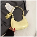 Minimalist light yellow hobo shoulder bag with adjustable straps on grey suit background - Yellow Without Pendant