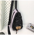 Outdoor crossbody chest bag in lavender and black with a stylish mountain logo and drawstring - Purple Black Mix