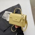 Elegant pale yellow crossbody bag with litchi texture and adjustable shoulder strap - No Pendant / Yellow