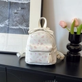 Mini sac à dos en similicuir blanc avec imprimés fleurs roses et nœuds pour femme - Blanc Cassé Petit Sans Charme
