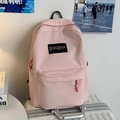 Mochila rosa claro minimalista con gran capacidad y múltiples bolsillos para estudiantes - Rosa