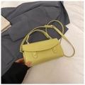 Petit sac carré en cuir brillant vert clair avec double boucle et poignée haute - Vert Citron (Sans Charme)