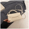 Piccola borsa a tracolla retrò color crema in pelle opaca con manico superiore - Bianco Senza Pendente