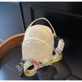 Cream nylon crossbody bag with dual zippers and colorful wide SUCH letter strap - Off-white