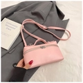 Pink lychee grain leather box bag with top handle and silver double zippers - Pink Without Pendant