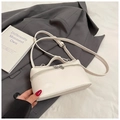 Chic cream-white box handbag with lychee texture and dual zippers for women - White Without Pendant