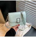 Minimalist mint green square chain bag with silver buckle and adjustable shoulder strap - Blue