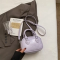 Minimalist lavender purple PU leather pillow bag with heart decor and shoulder strap - No Pendant / Purple