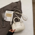 Creamy white vintage designer boston bag with heart clasp and adjustable strap - No Pendant / Off White