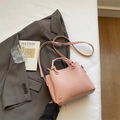 Pink lychee texture bucket bag with knotted handle and adjustable strap for women - Pink Without Pendant
