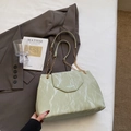 Pale green shoulder bag with marble texture and metal chain strap for women - Green (No Pendant)