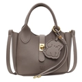 Bolso de hombro gris gran capacidad con cierre dorado y colgante de perro - Gris elefante