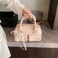 Bolso Boston rosa de cuero sintético liso con lazo de encaje y asas dobles - Rosa