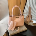 Borsa a secchiello rosa stile coreano con pochette busta e chiusura girevole - Rosa