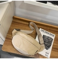 Licht kaki nylon heuptasje met verstelbare schouderriem en ritssluiting - Khaki