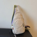 Borsa a tracolla in nylon bianco crema con zip multistrato e cinturino arcobaleno - Bianco Sporco Con Tracolla Viola